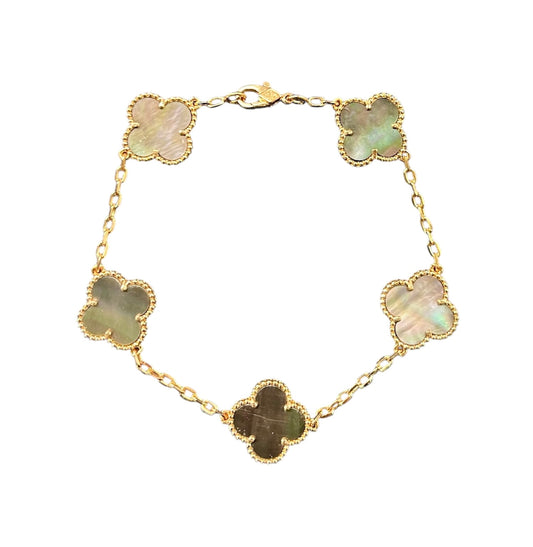 צמיד אלאמברה וינטג׳ - חמישה מוטיבים עשוי כסף 925 מצופה זהב 18 קראט.